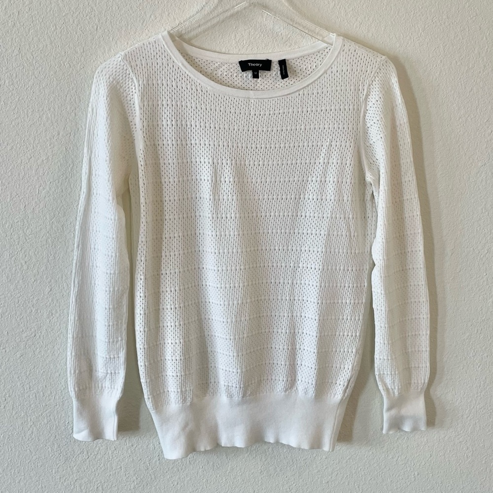 Theory Perforated White Sweater